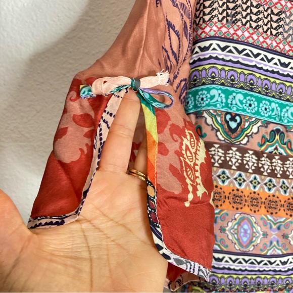 Johnny Was Silk Patchwork Longline Boho Tunic Top sz M - Picture 5 of 12